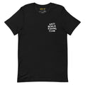 A black crew neck t-shirt with the text 'ANTI BENCH RIDING CLUB' printed on the front.