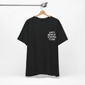 Black t-shirt with 'ANTI BENCH RIDING CLUB' text on a hanger against a white background